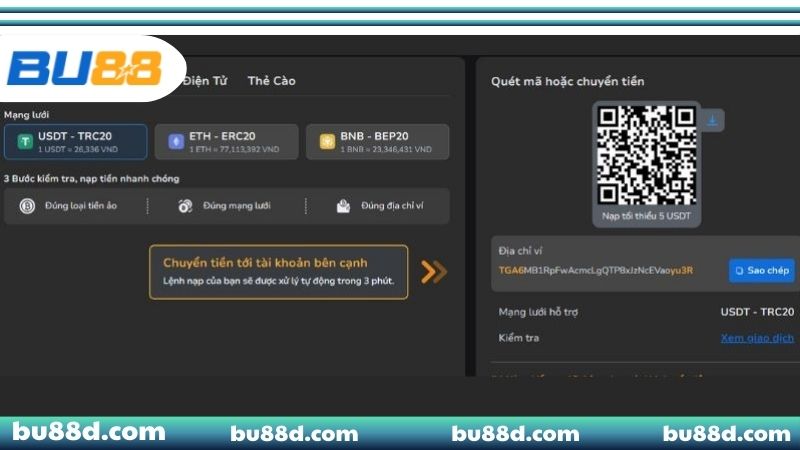 Hướng dẫn các bước nạp tiền BU88 thành công